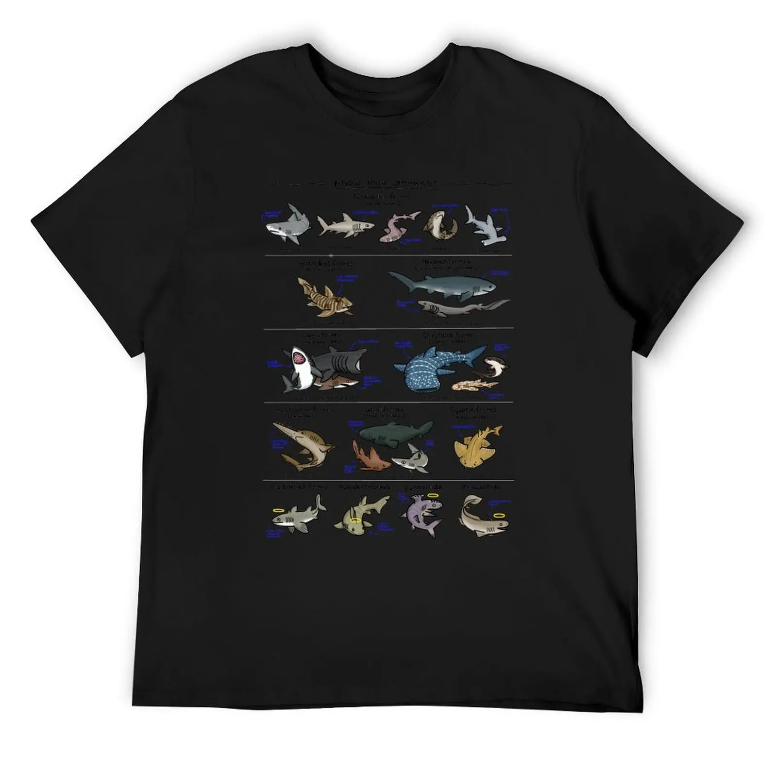 

Illustrated Guide to Sharks T-Shirt vintage t shirts sports fans summer tops korean fashion Men's cotton t-shirt