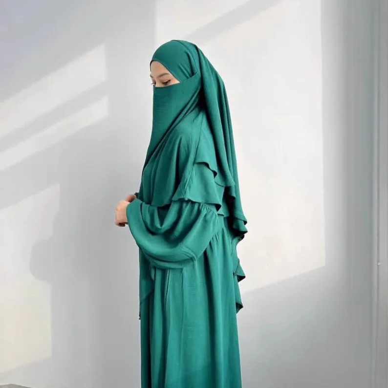 

Eid Djellaba Khimar Abaya Muslim Prayer Garment Lady Hijab Dress Dubai Kaftan Turkey Robe Ramadan Islam Jalabiya Burqa Niqab Set