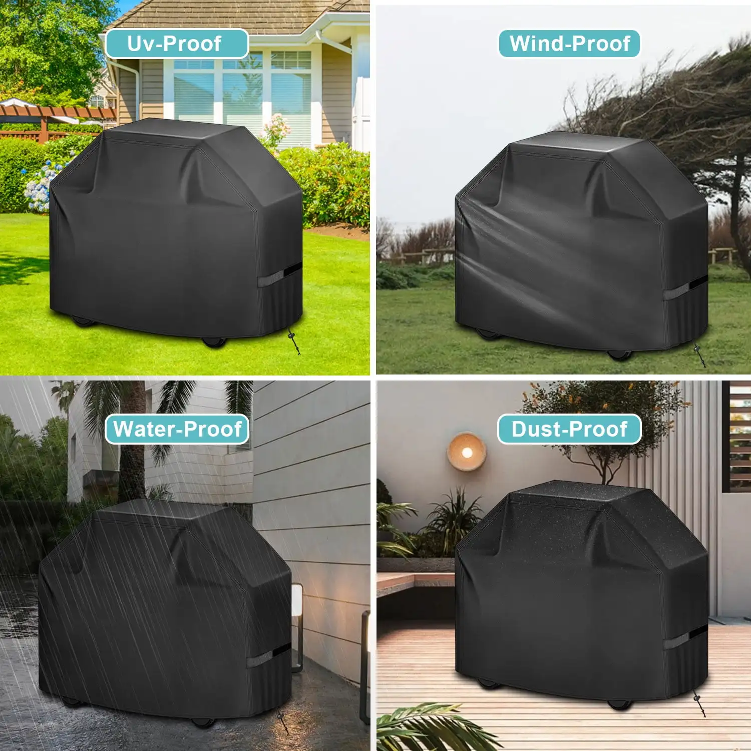 58 Inch BBQ Gas Grill Cover Waterproof Rip-Proof Anti-UV Fade Resistant Adjustable Outdoor Barbecue Cover