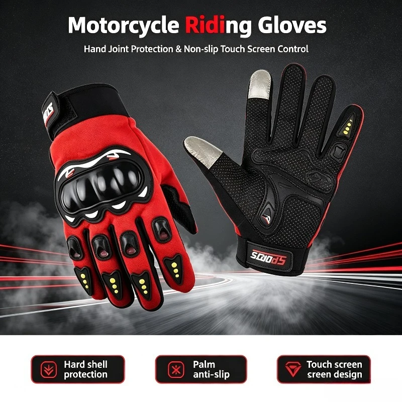 Full-finger Motorcycle Gloves Men Touch Screen Outdoor Off-road Sports Cycling Protection Anti-fall Motorcycle Finger Gloves
