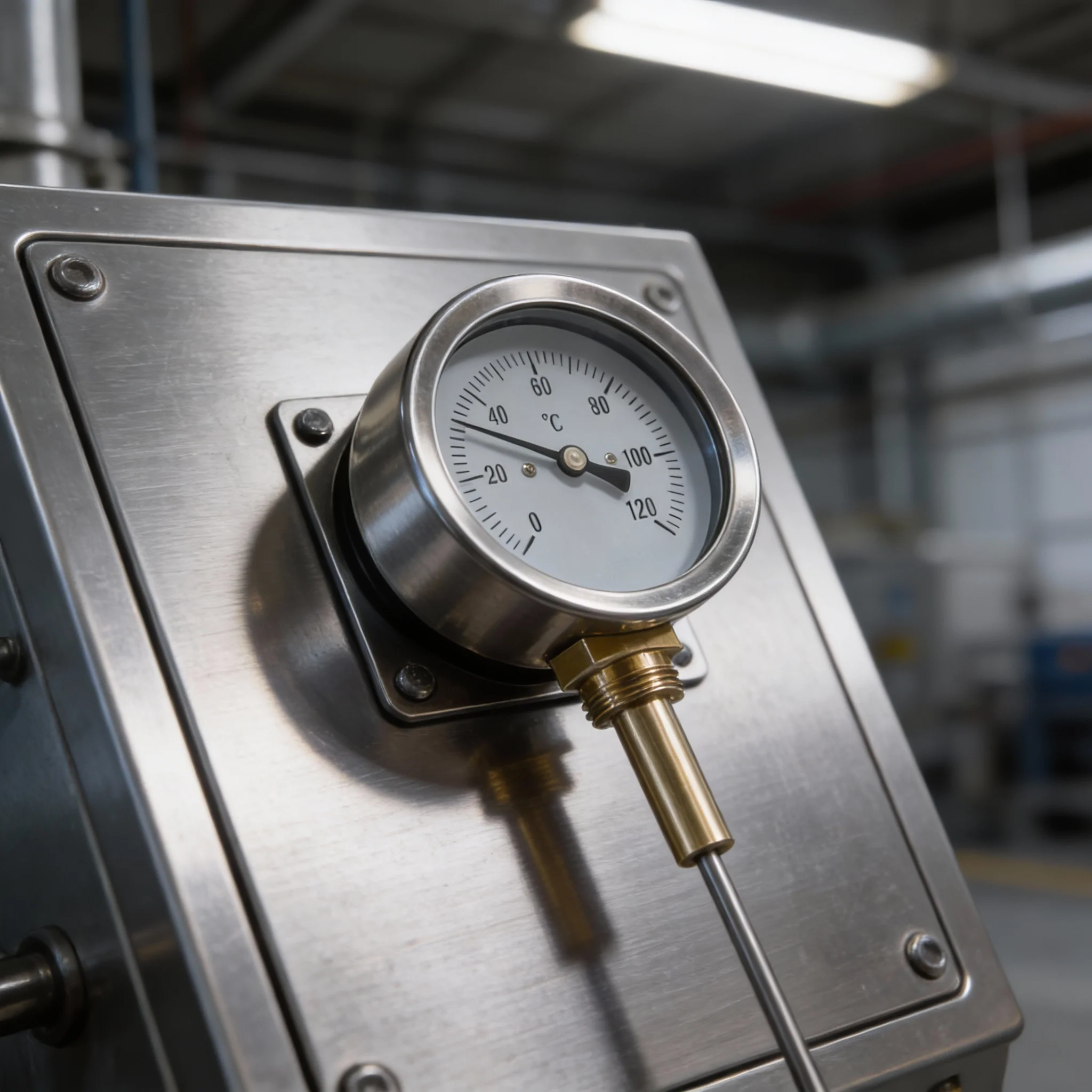 63MM Bimetallic Thermometer With Tange Of 0-120°C Copper Sleeve 1/2
