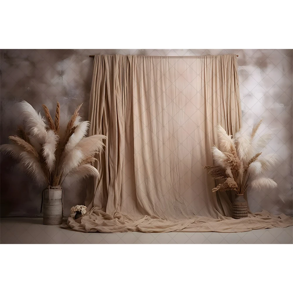 Photography Background Pampas Grass Bohemian Style Vintage Wall Women Maternity Photo Backdrops Newborn Photocall Props