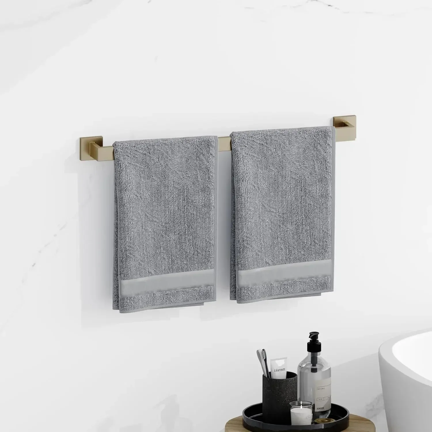 

（XMSJ-Hot）20-Piece Brushed Gold Bathroom Accessories Set – 23.6" Towel Bar, Towel Ring, Toilet Paper Holder & Hooks, Wall Mounte