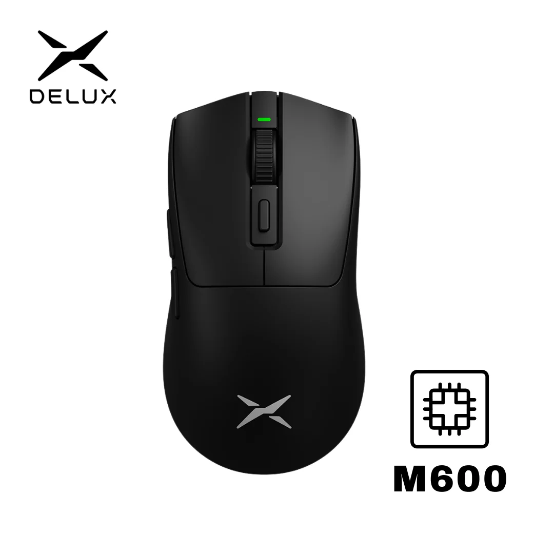 Delux M600 Gaming Mouse 49g Lightweight Wireless 2.4G+Wired Rechargeable Mice 80 million clicks for PC Gamer for Small Hand