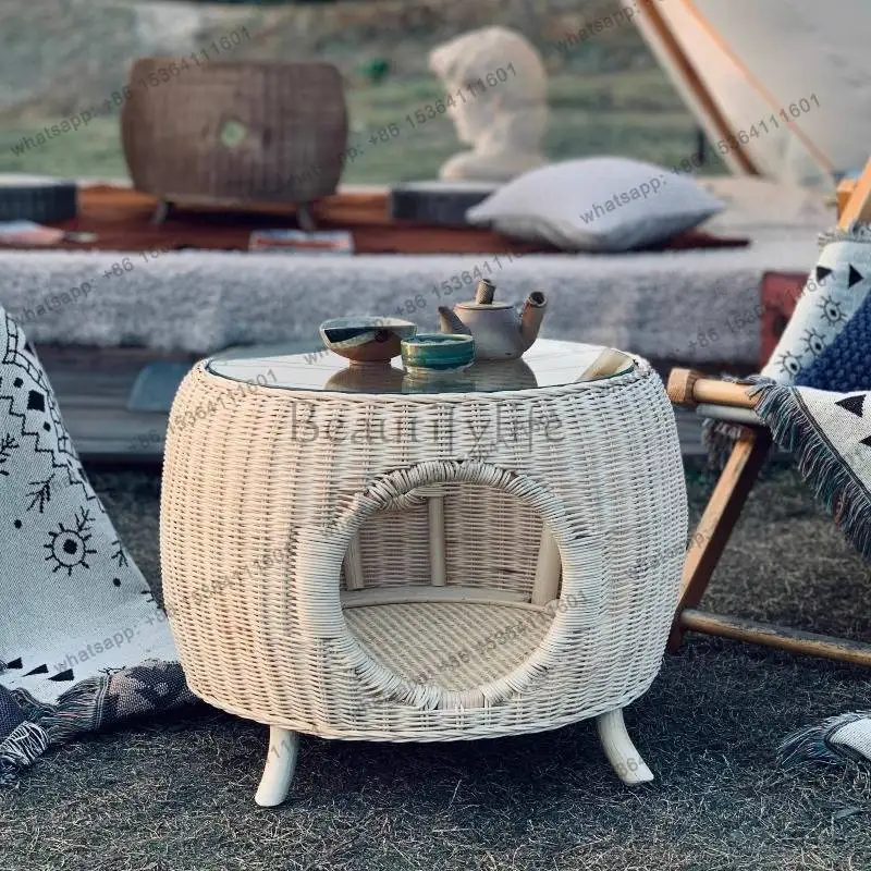 Proteger boho mesas de café decoração redonda única mesa de salão de vidro do vintage luxo bonito dopamina mesa de centro móveis para casa