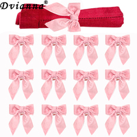 12Pcs Bow Napkin Ring Velvet Pink Bowknot Napkin Holder Handmade Napkin Buckle for Valentine's Day Wedding Party Table Decor