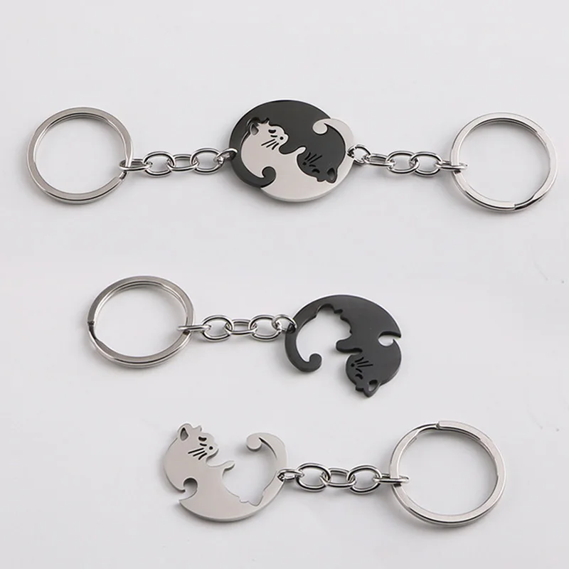 Couple Gift Keychain Cute Valentine's Day Gift for Girlfriend Boyfriend Him Her Cat Lover Husband Wife Fiancée Cat Matching Gift