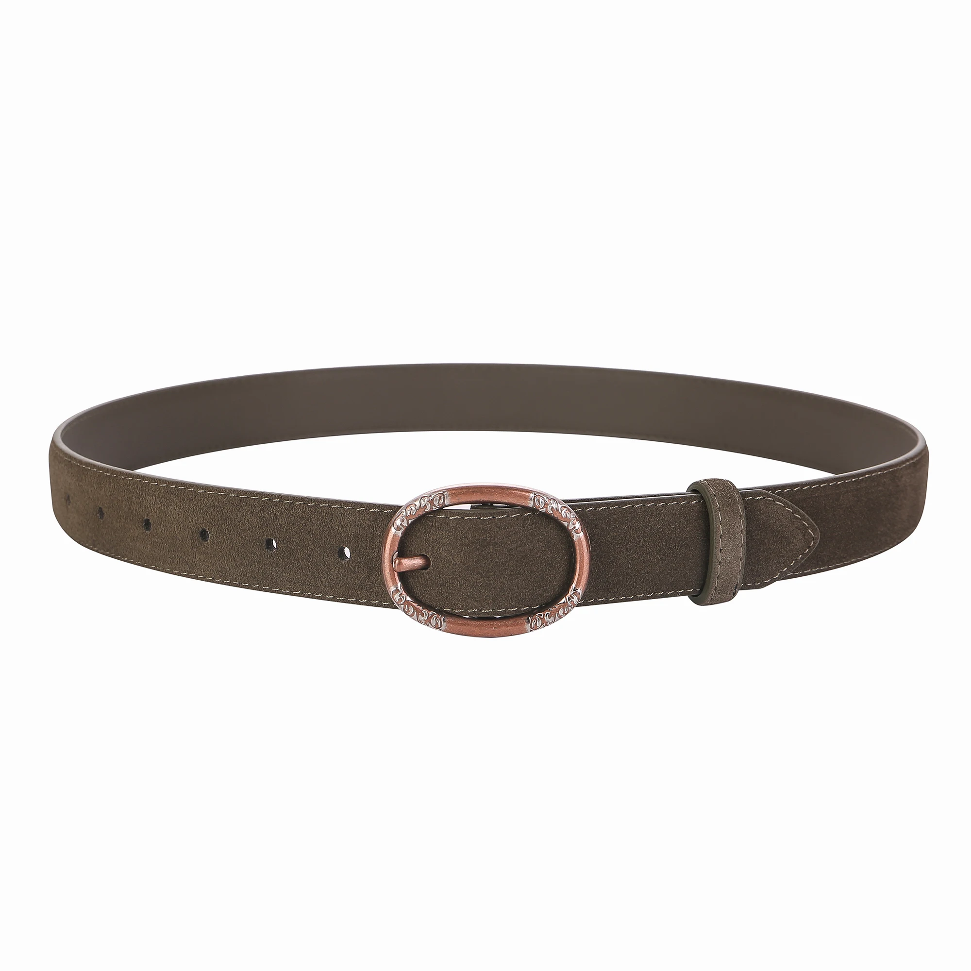 Premium Feeling Suede Belt for Women Trendy Metal Buckle Decorative Leather Belts to Pair with Jeans Skirts All-match Waistb