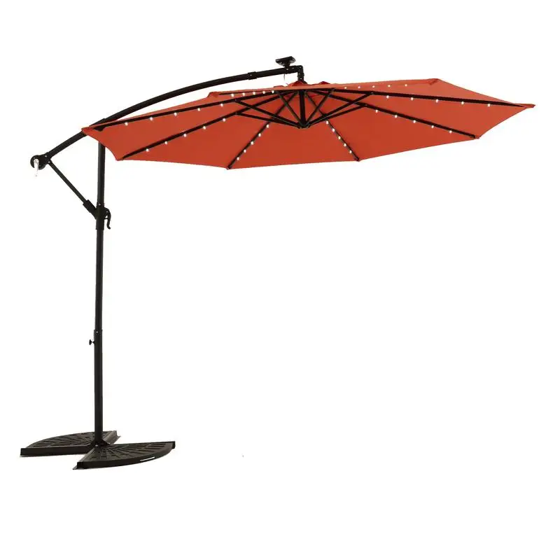 

10ft Solar LED Offset Hanging Market Patio Umbrella Orange No Base