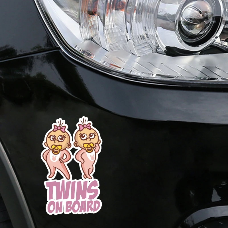 Car Sticker Cartoon Cute Twins On Board Patten Popular Stickers PVC Auto Motorcycle Windshield Accessories Proof Scratch Decals