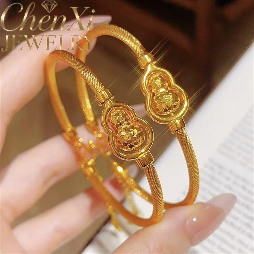 

High-End Sand Gold Flower Gourd Bracelet Luxury Quality Fashion Fine Jewelry Exquisite Elegant Popular Best Charms Gift Young