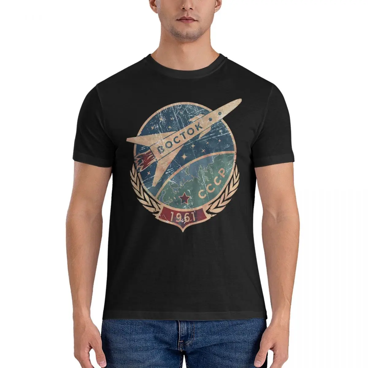 Men's CCCP Boctok Russian Soviet Space Race T-Shirts Pure Cotton Clothing Summer Short-Sleeve T Shirt O Neck Tee Shirt Plus Size