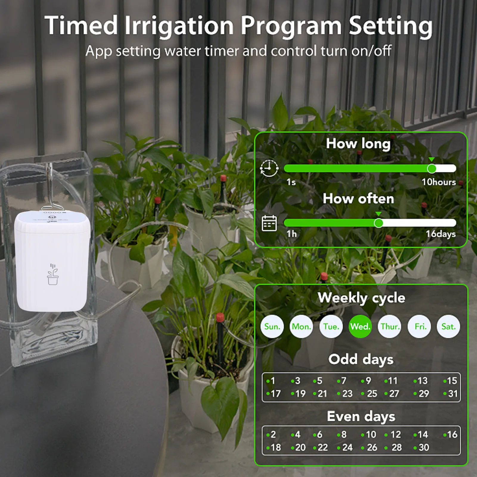 Plantendruppelirrigatiesysteem APP Afstandsbediening Automatische handmatige modus WiFi Automatische waterer voor 4-potplanten voor binnenbalkon