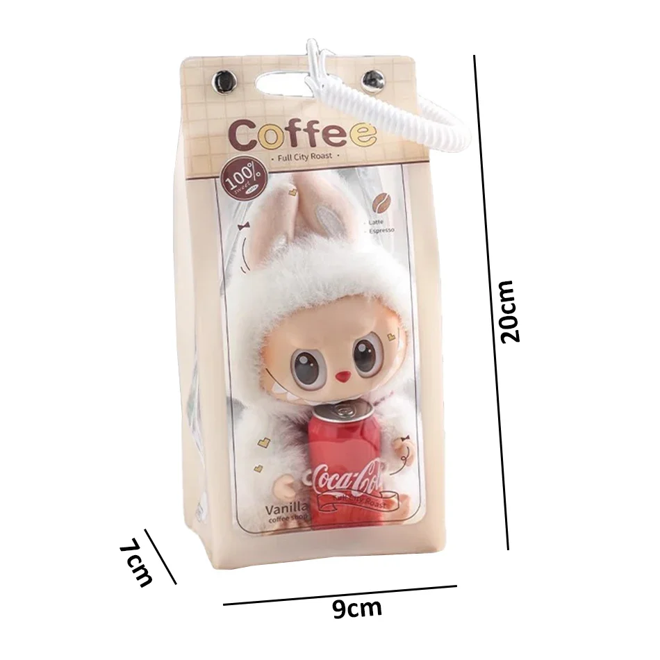 On Sale Transparent Storage Dustproof Cute Bag PVC With Elastic Lanyard Display Organizer Case For LABUBU Toys Accessories