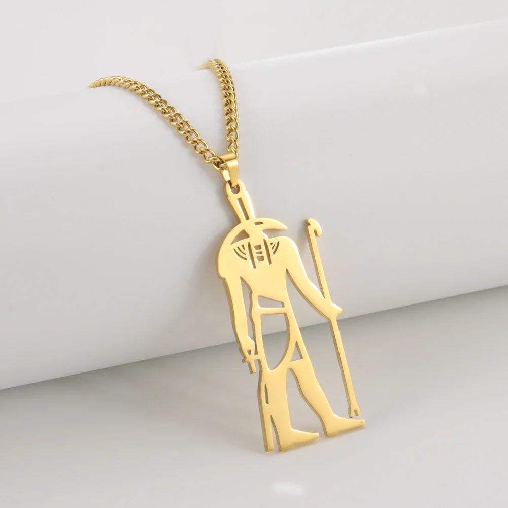 Myshape ​Gothic Egyptian Great of Strength Seth Pendant Necklace Stainless Steel Mythology Necklaces for Men Vintage Jewelry