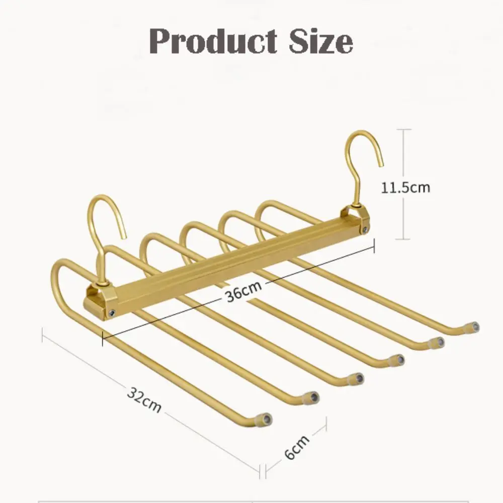 Grucce per pantaloni pieghevoli multifunzionali in lega di alluminio a 6 livelli 360 ° Appendiabiti con gancio rotante Rack per organizer per sciarpe resistenti
