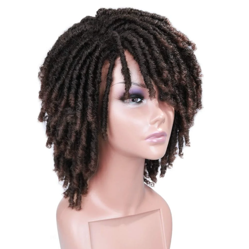 Princess Braided Wigs Afro Bob Wig Synthetic DreadLock Wigs For Black Woman Short Curly Ends Cosplay  Hair