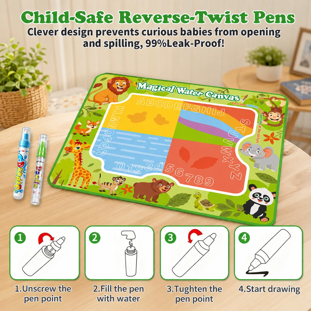 52x40 cm Magic Water Drawing Mat Reusable Doodle Painting Board with Random Color Accessories, Toys for Kids Halloween Christmas