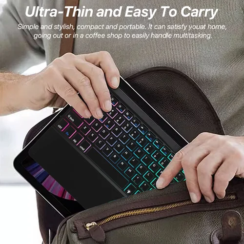 Imagen 2 del producto Español Teclado y ratón retroiluminado inalámbrico recargable para iOS, Android, sistema Windows, retroiluminación y Bluetooth para almohadilla de teléfono inteligente