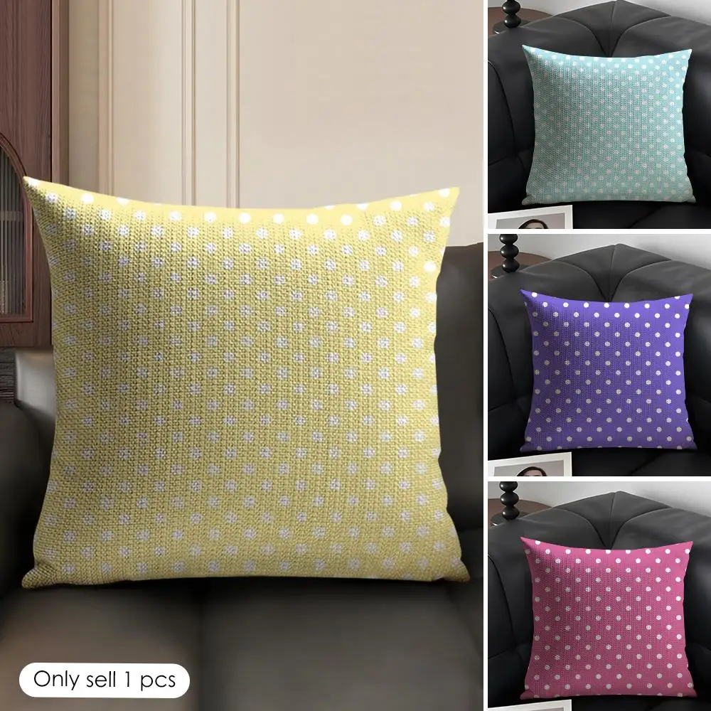 Multicolor Polka Dot Seamless Print Cushion Cover Natural Linen Organic Fabric Double-Sided Printing Breathable Gift For Decor
