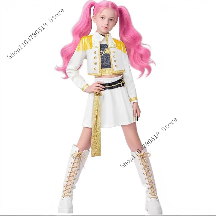 مجموعة أزياء الأطفال الجديدة من الرسوم المتحركة KPOP شيطان هنتر رومي زوي ميرا أزياء تنكرية للفتيات في الهالوين