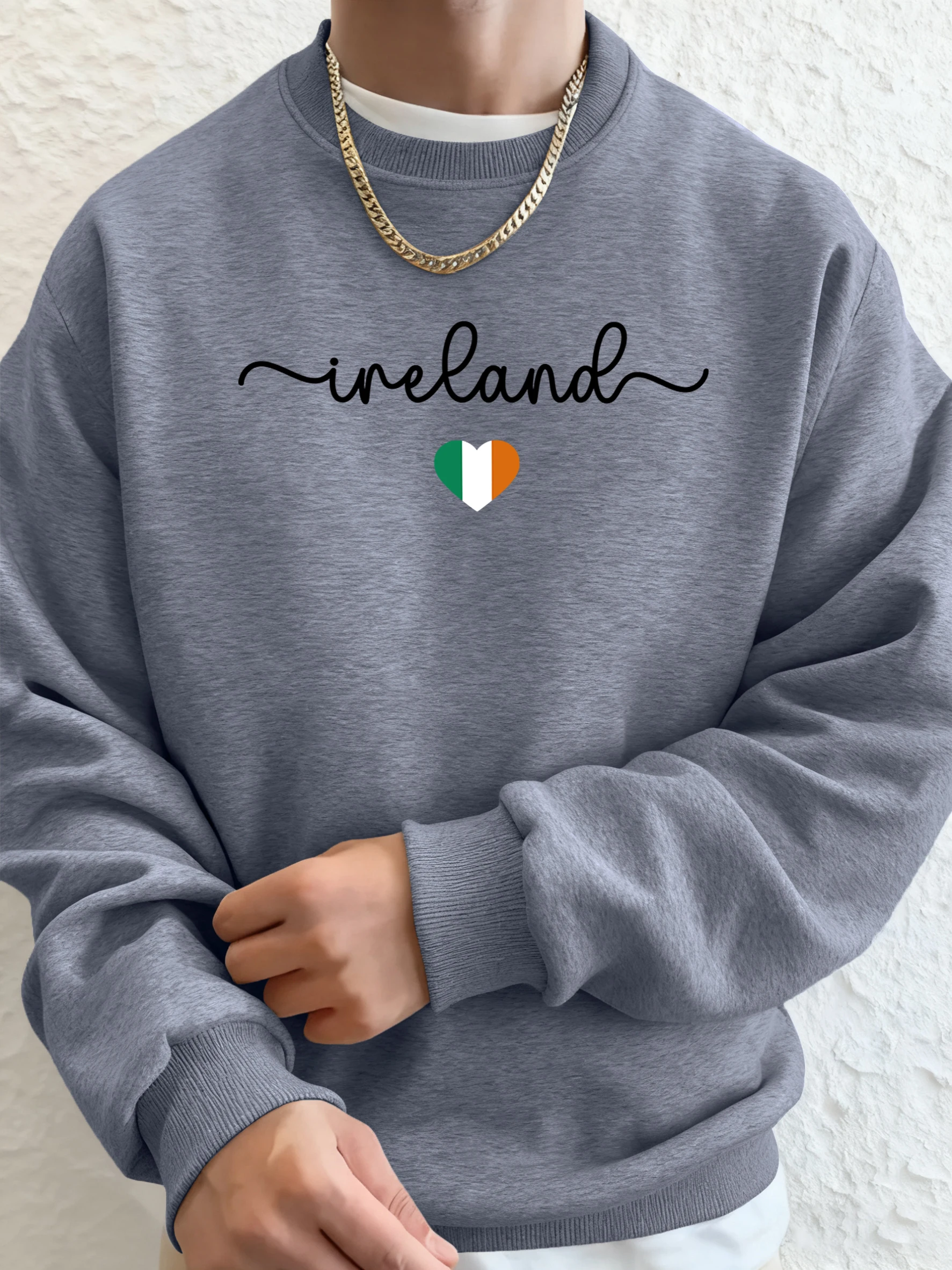 Ireland Letter Creative Printing Fashion Top Man Casual Street Hoodie Basics Comfortable Sweatshirts Oversized Fleece Streetwear