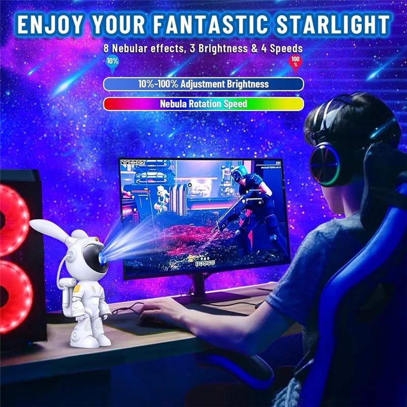 Proyector L56A-Star, proyector de luces de galaxia de astronauta divertido para dormitorio, para niños, decoración de habitación, fiesta, sala de juegos, regalo