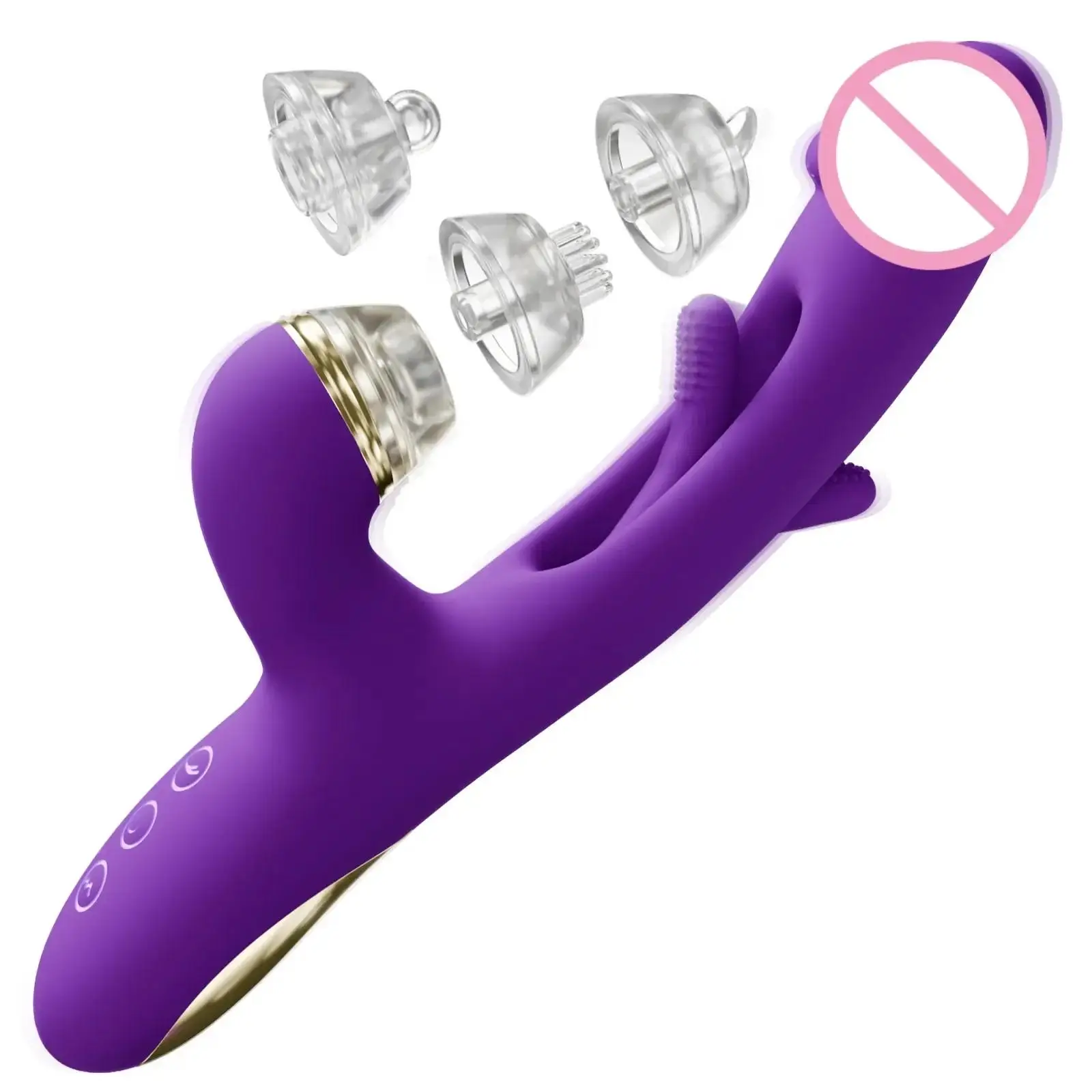 New 3 Replaceable Dildo Vibrator for Women Tapping Tongue Licking Sucker Clitoris Stimulator Female Masturbator Adult Sex Toys