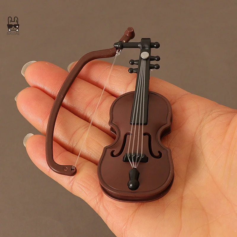 1PC Dollhouse Miniature World Violin Instrument Ornaments Scene Model Shooting Props