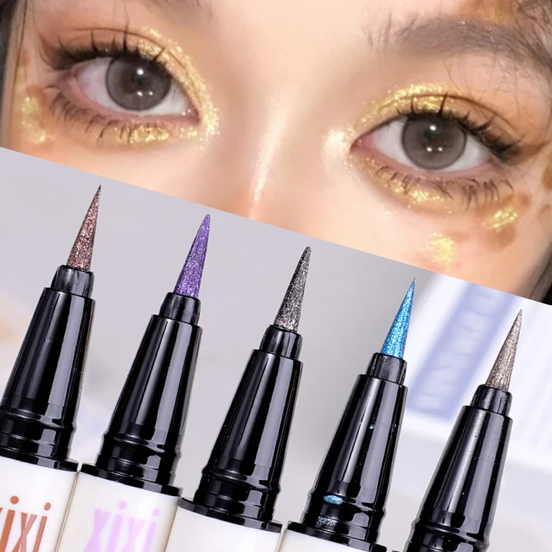 Waterproof Diamond Glitter Eyeliner Pencil Eye Makeup Highlighter Shiny Purple Blue Brighten Silkworm Shadow Liquid Eyeliner Pen