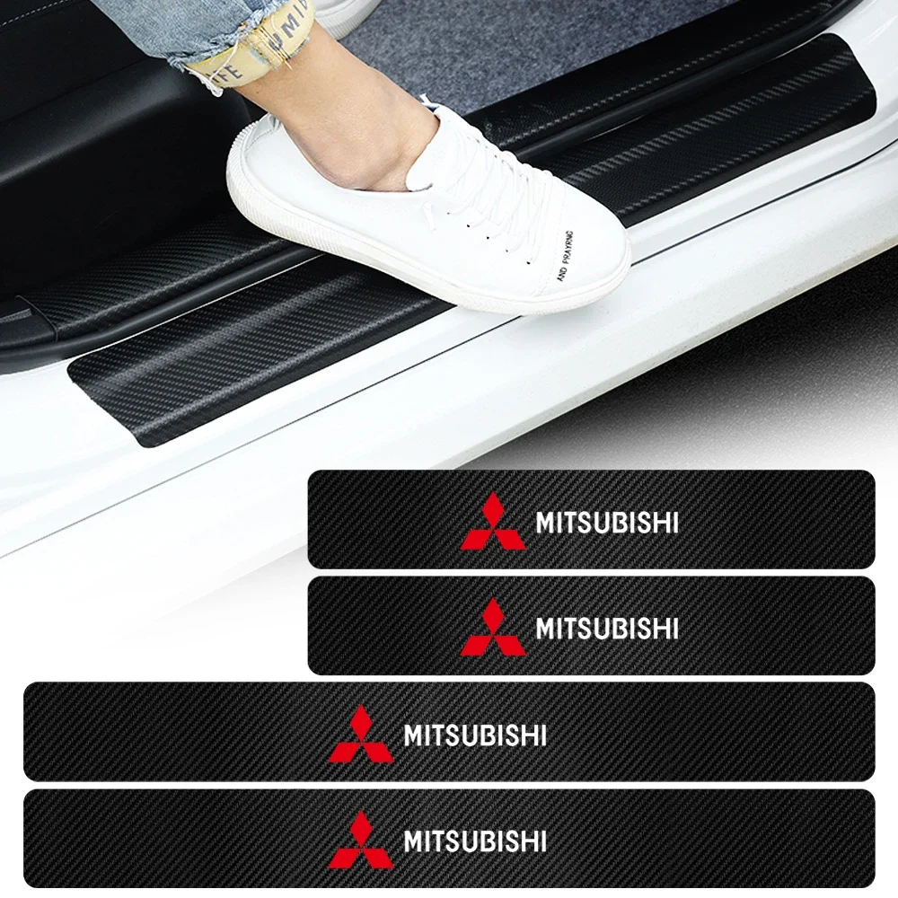 

4Pcs Car Door Sill Scuff Plate Guard Stickers for Mitsubishi Outlander Lancer Pajero Car Interior Decoration Items