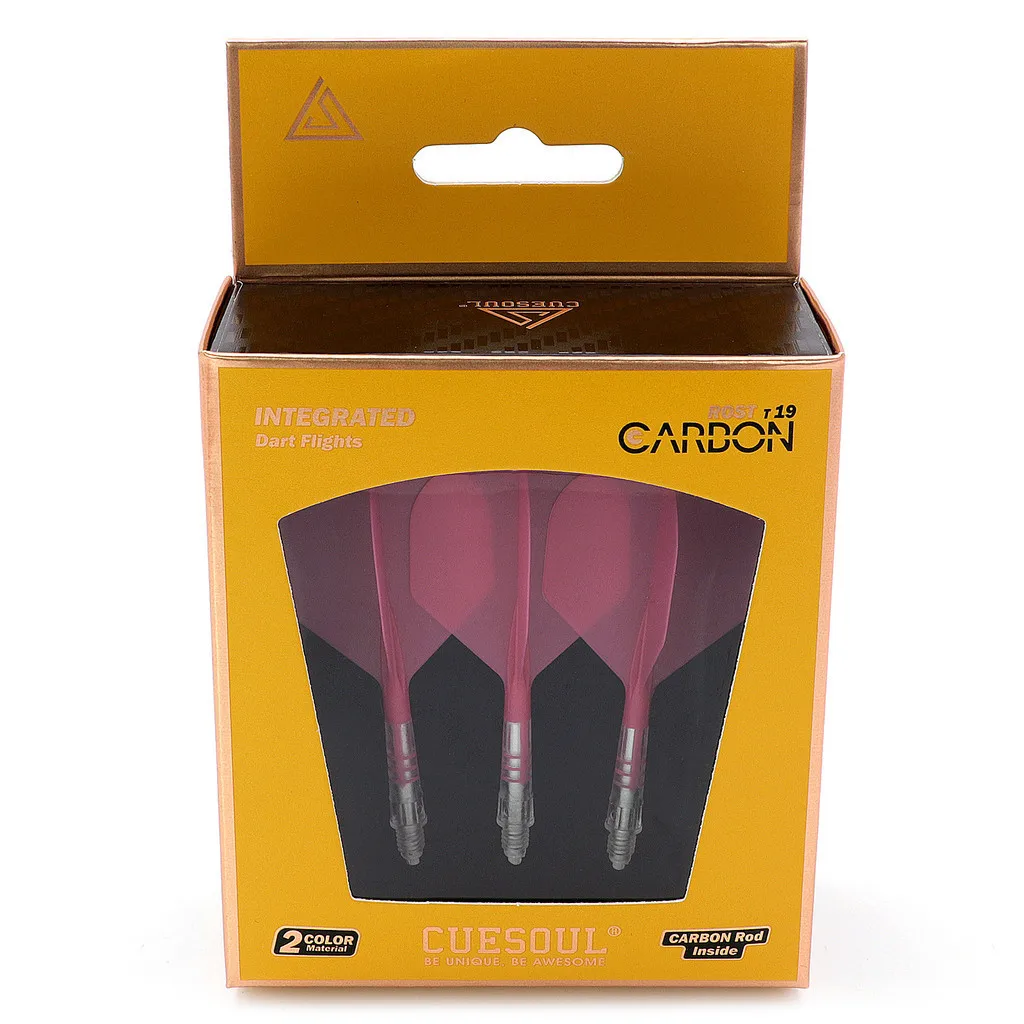 

CUESOUL ROST T19 Standard Shape Carbon Integrated Dart Shaft and Flight-Rose Red Flight with White Shaft