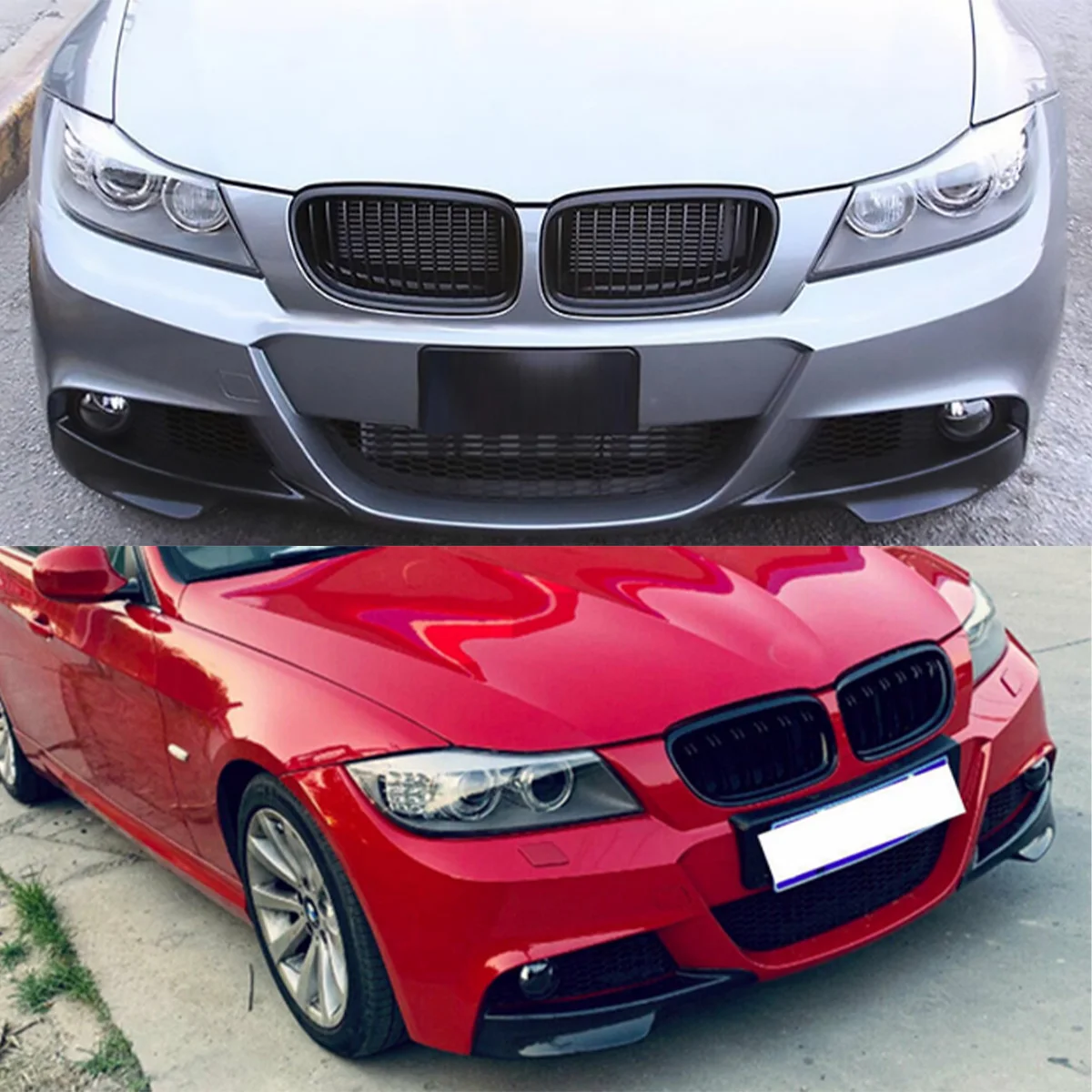 Gloss Black Front Splitter Lip For BMW E90 M-Tech E91 3 Series 318d 320i 330i 335i 2009-2012 LCI Front Bumper Side Splitter