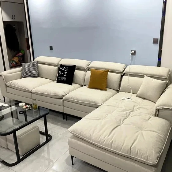 #Fabric Sofa Princess Combination Cat Scratch Cloth Postmodern Sectional Set High Back Cream Villa Warehouse Living Room
