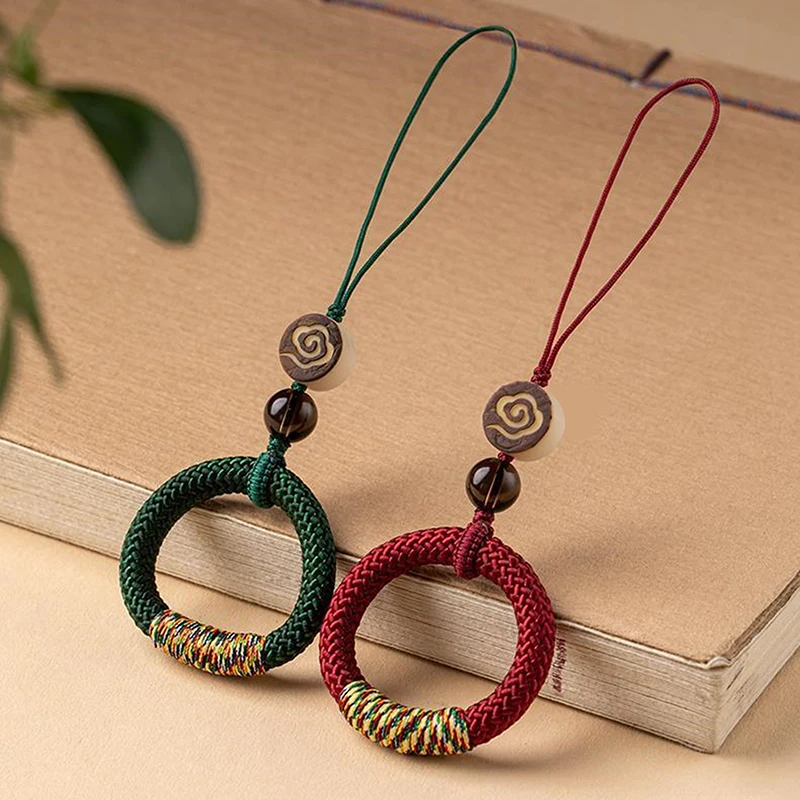 Kreativer Handy-Handschlaufe im chinesischen Stil, feiner, schlichter Schlüsselanhänger, Taschenanhänger, handgewebter Ring, Schnallenanhänger, Wolkenmuster – Detail 10