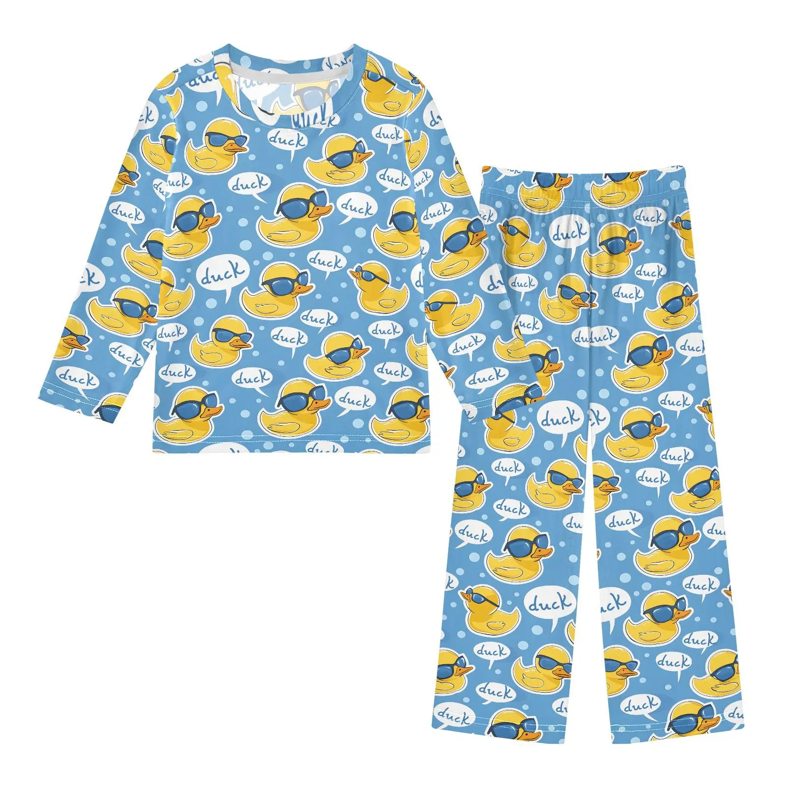 

Autumn Winter Full Sleeve Soft Pajamas Sets for Girls Boys Comfortable Children's pajama set Nightwear Loungewear Duck Print NEW
