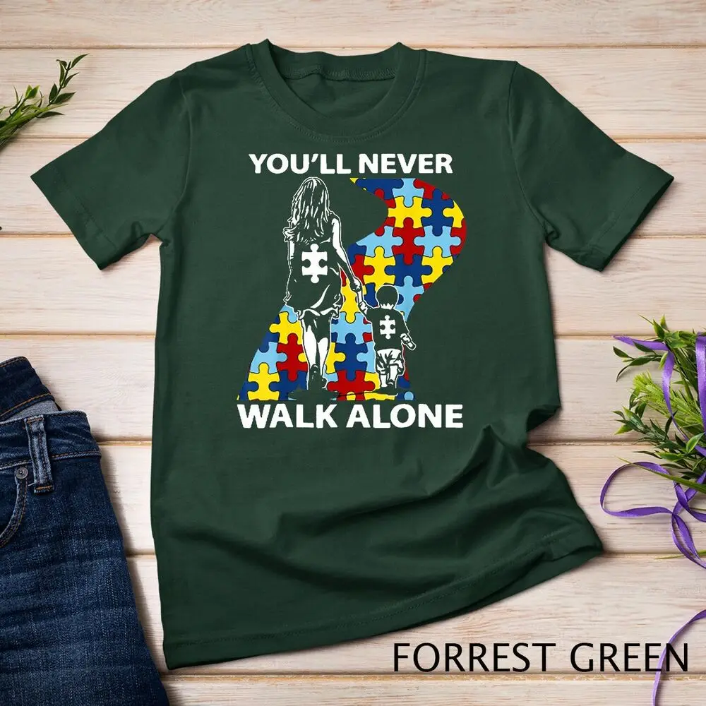 Autism Mom You Never Walk Alone Support Autism Son Shirt t-Shirt Unisex