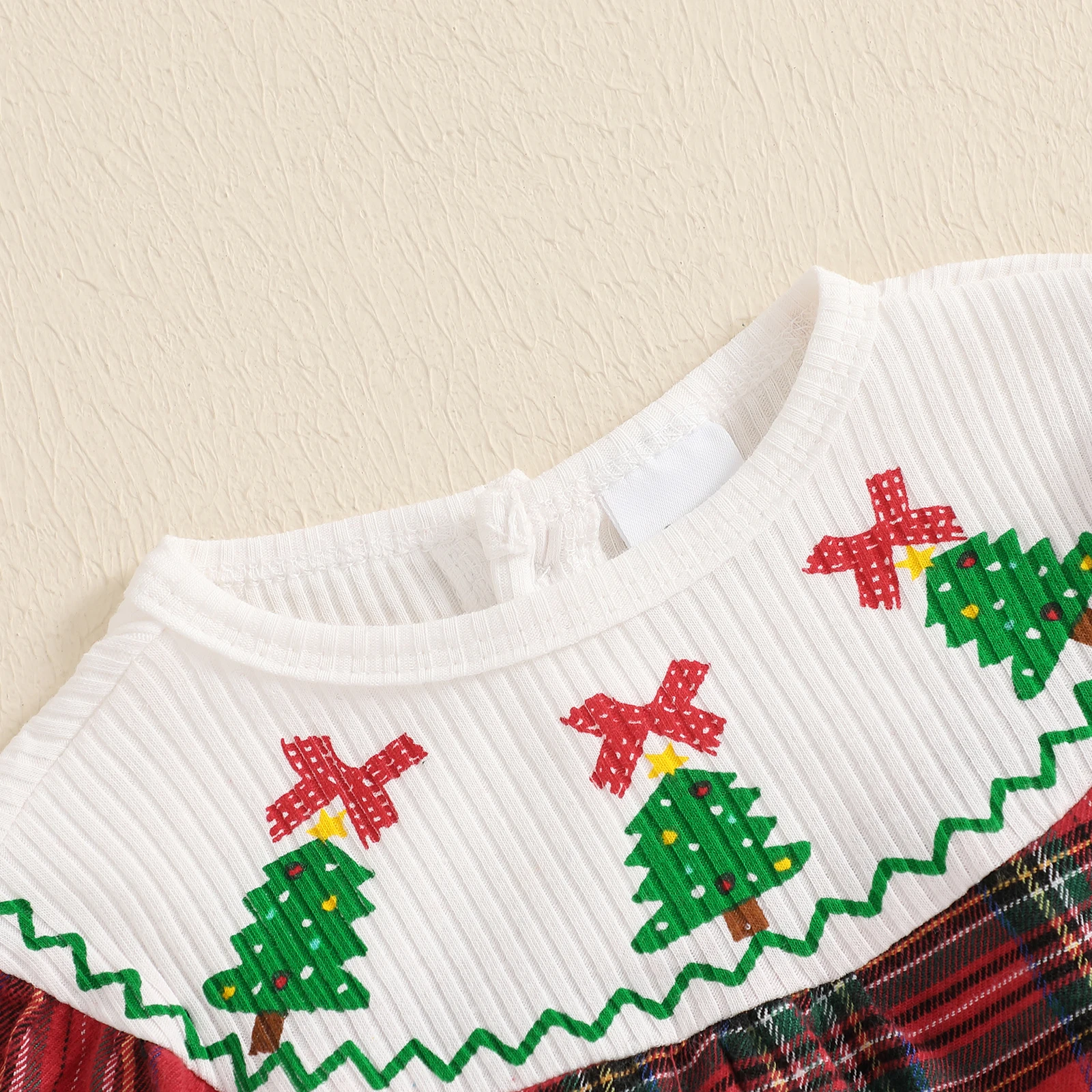BeQeuewll Newborn Baby Girl Christmas Romper Sweet Style Plaid Print Long Sleeve Infant Bubble Jumpsuit Fall Spring Kids Clothes image 4