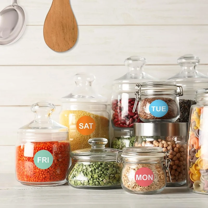 7 Day Of The Week Sticker,1 Inch Round Day Dot Food Rotation Labels-3500 Pcs Date Stickers For Food Containers(7 Rolls)