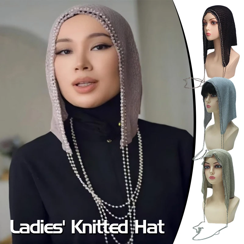 1pc-新しいファッショナブルな手編み中空フェイスショーピンク色の小さな明るいシルクのようなクールなヘッドコールドハットウールニット帽