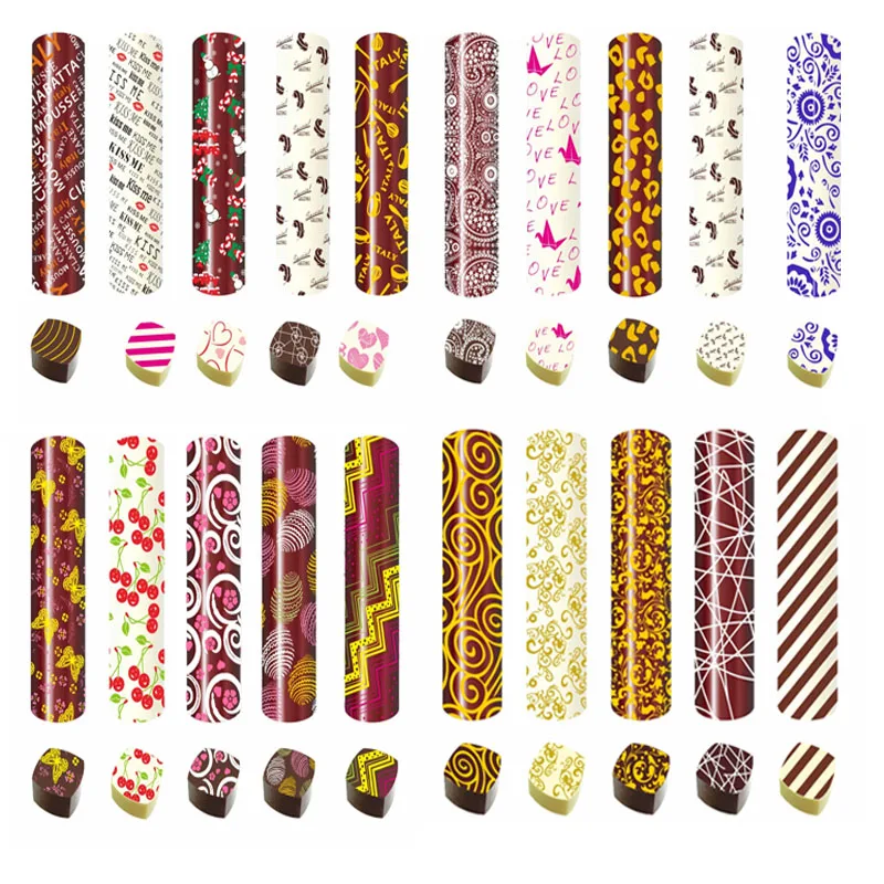 10PCS Chocolate Transfer Paper Mold Birthday Happy Christmas Creative Pattern Baking Cake Decoration DIY Handicraft Material