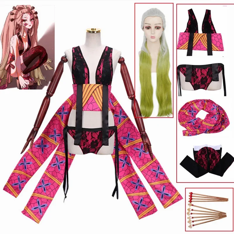 Anime Cosplay s Kimetsu No Yaiba Daki Cosplay disfraces sombreros Sexy Cos uniforme niñas mujeres señora ropa de Halloween