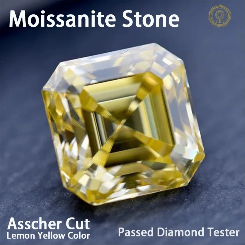 Asscher Cut Lab Grown Yellow Color Change Gemstone VVS for Ring Setting