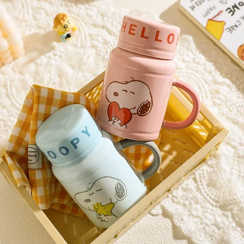 New Peanuts Snoopy Ceramic Mug Cartoon Cute Children Girls Boys Water Cup Good-looking Kids Birthday Gift