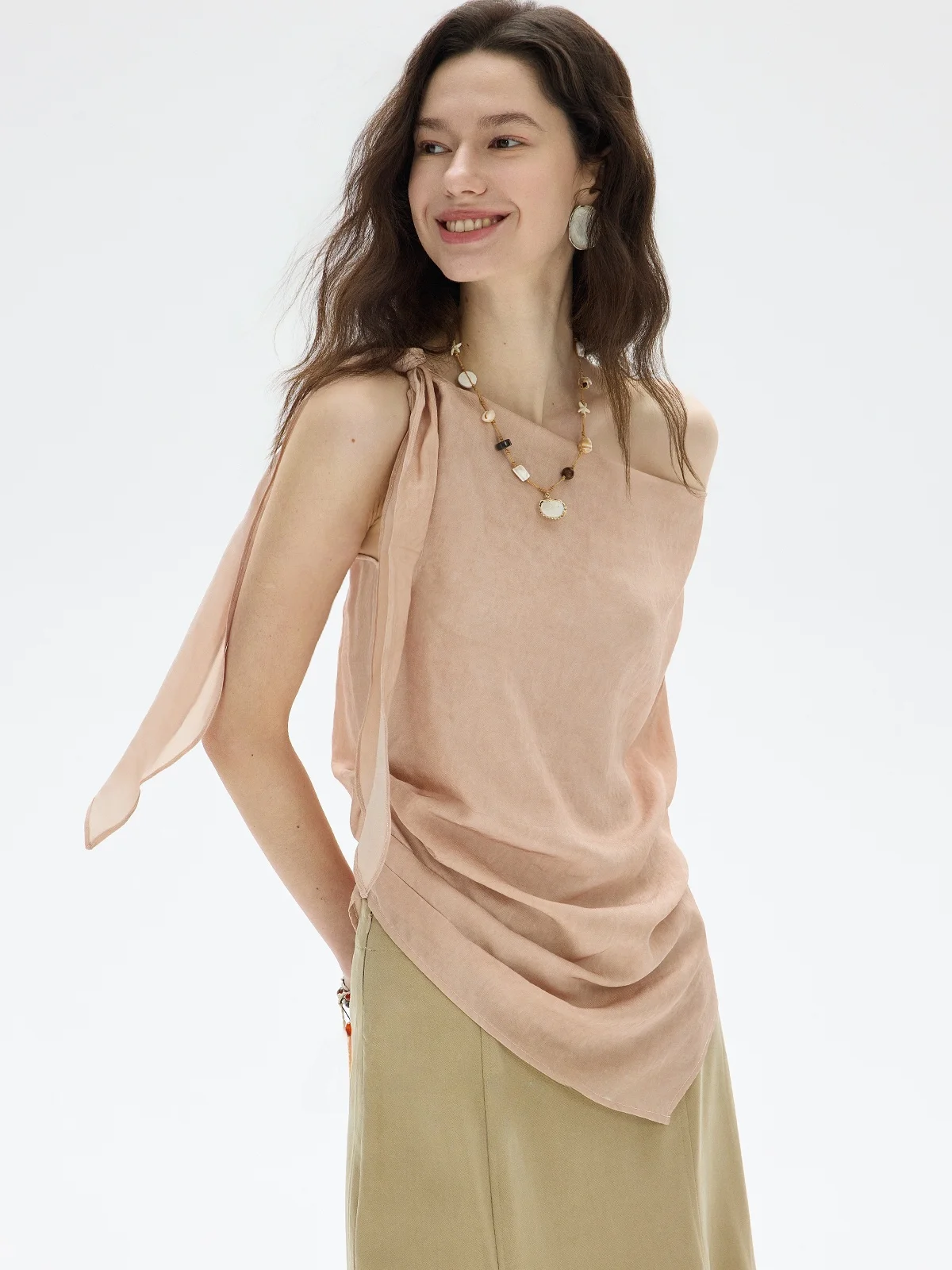 

Lunique Wool Blend Wrap Ne Vest Zhiyue Comfortable Loose Fit Casual Sle Color Commute Faion Summer Collection