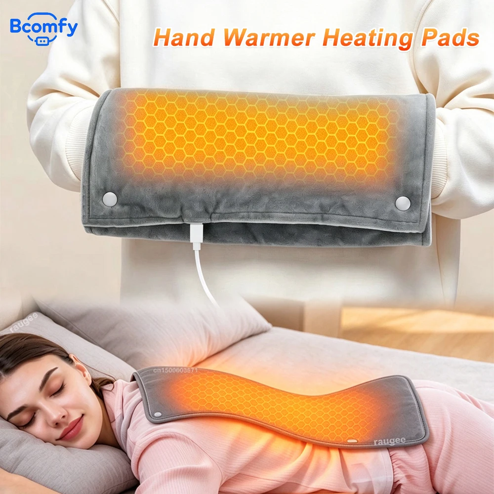 Hand Warmer USB Thermostatic Winter Heating Blanket for Warm Back,Abdomen and Leg Home Office Soft Short Velvet Heating Pad