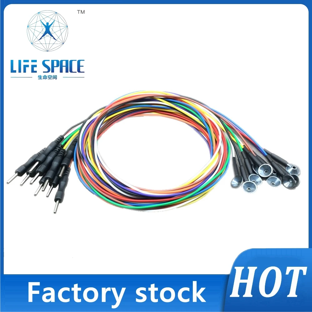 20pcs Reusable Cup/disk Electrodes EEG leadwire Electrode Brain Sleep EEG Cable OD=1.6mm TPU Wire 2.0mm din style