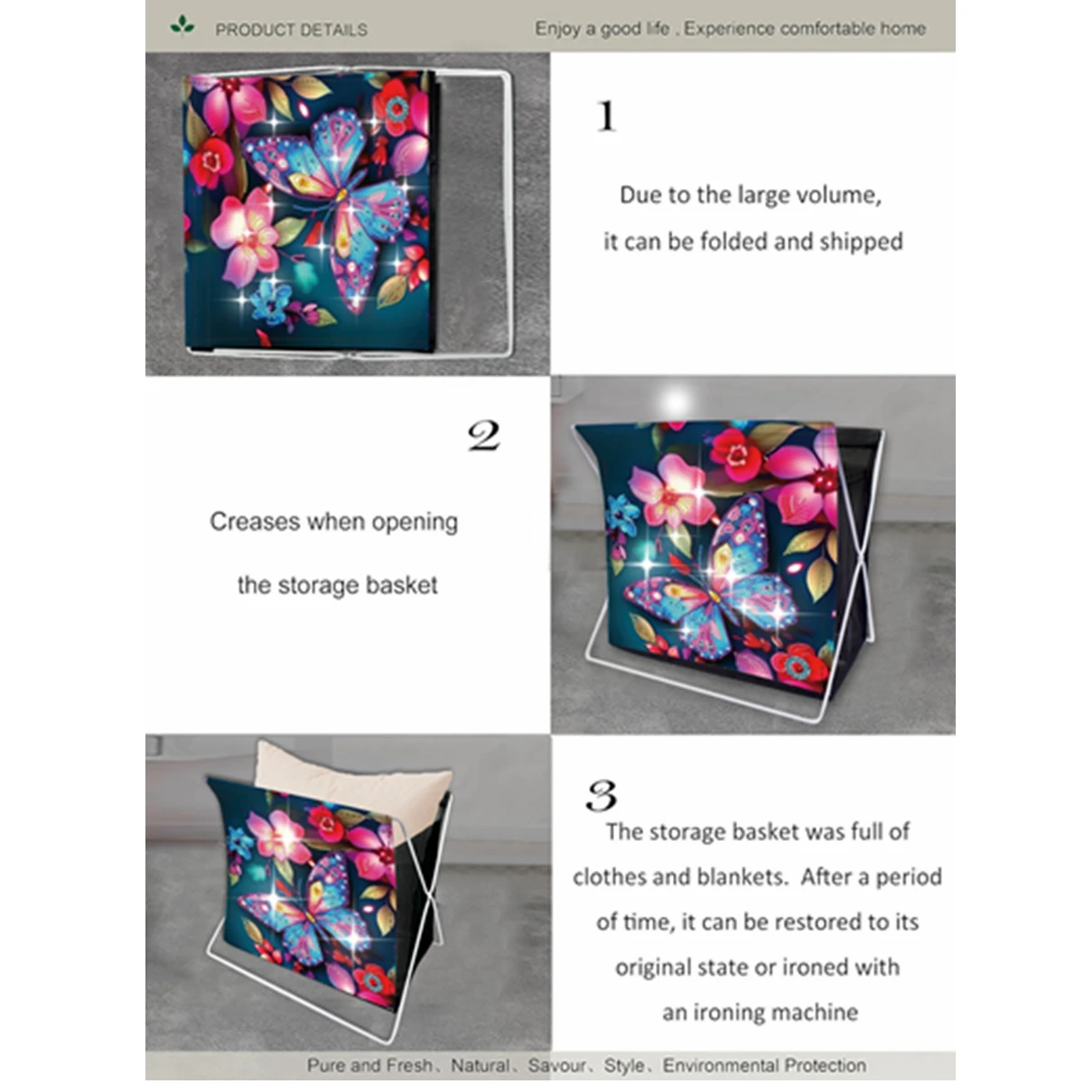 1pc/Set DIY Butterfly Diamond Painting Storage Baskets Ultra Large Capacity Canvas Diamond Art Storage Boxes for Organizing