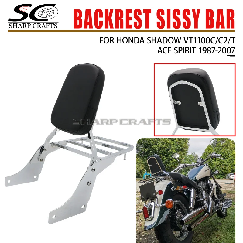 Shadow VT1100 Motorcycle Backrest Sissy Bar w/ Luggage Rack Pad For Honda Spirit T VT1100C2 SABRE VT1100C ACE Tour VT 1100 C