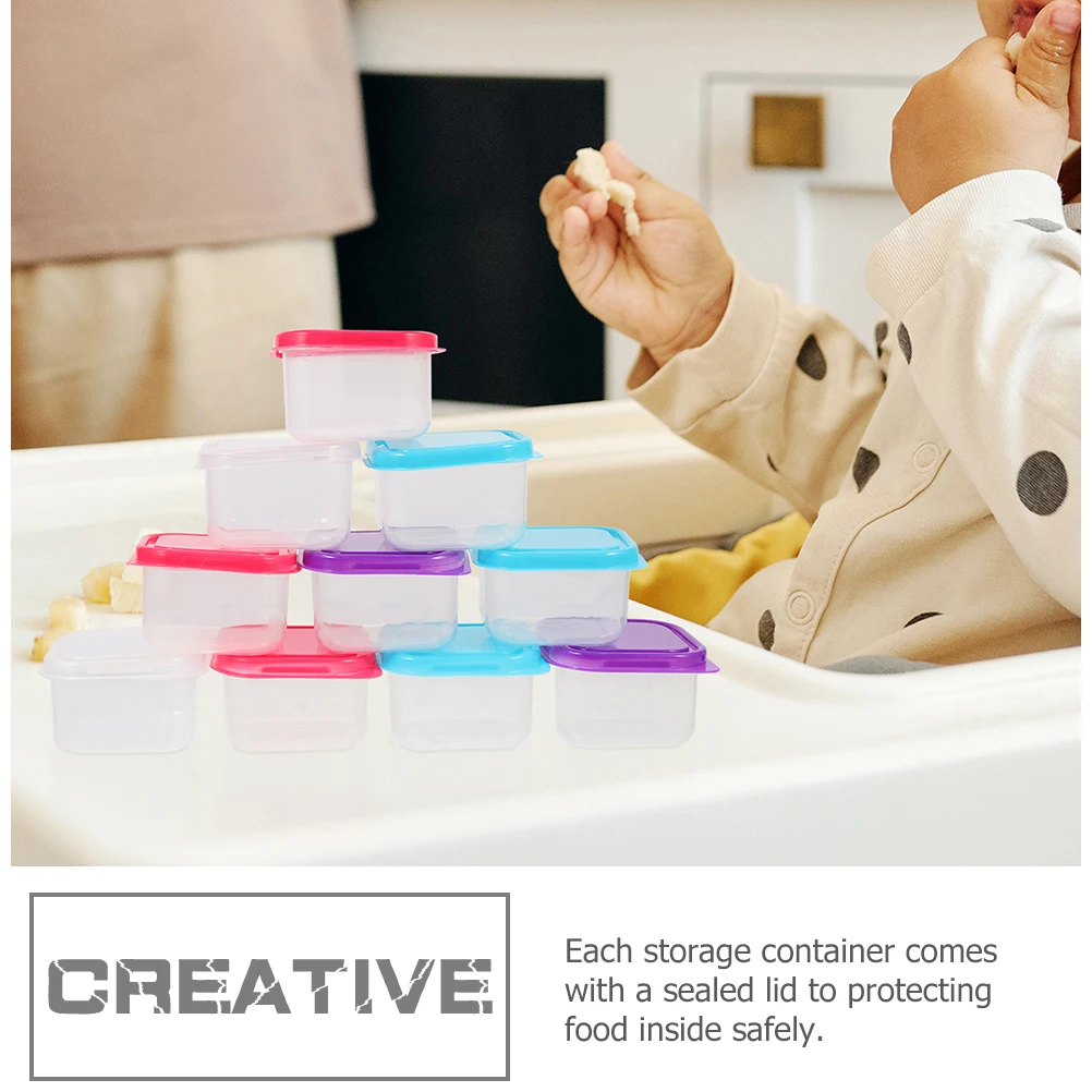 

24pcs Freezer Containers Reusable Small Freezer Boxes Portable Storage Cases Airtight Food Box For Food Powder Beans